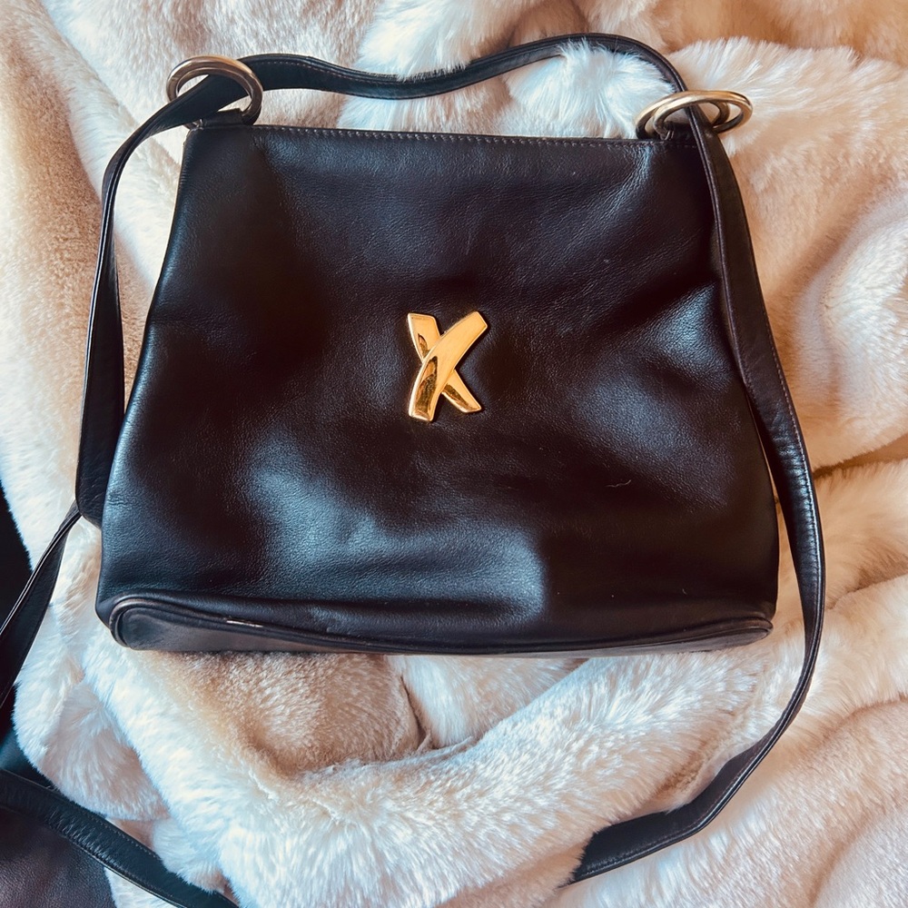Made in Italy Vintage 80s Paloma Picasso Brown Lamb Leather Bag with Gold Accent